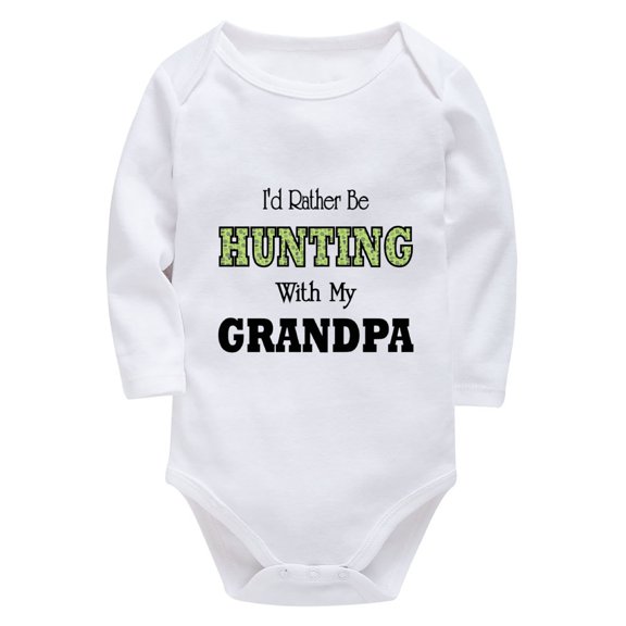 I'd Rather Be Hunting With My Grandpa Baby Onesie Boy Long Sleeve Bring Home Outfits for Baby Boy White 12 Month Romper