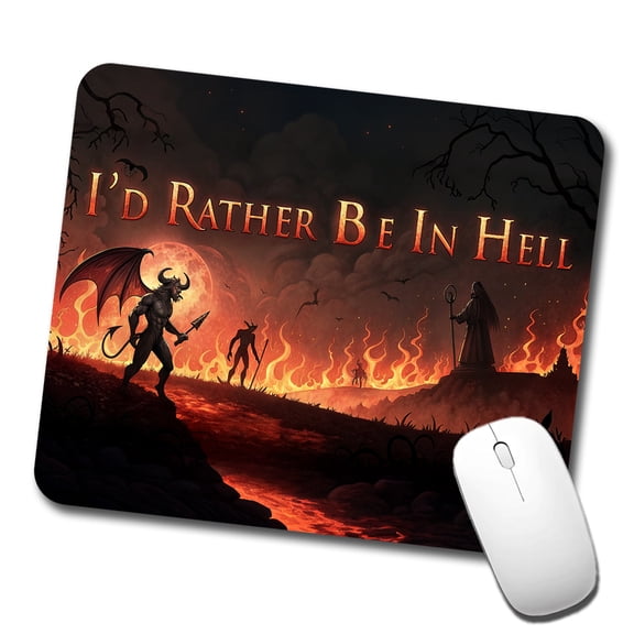 I'd Rather Be In Hell Funny Mouse Pad Low Profile Gaming Mat