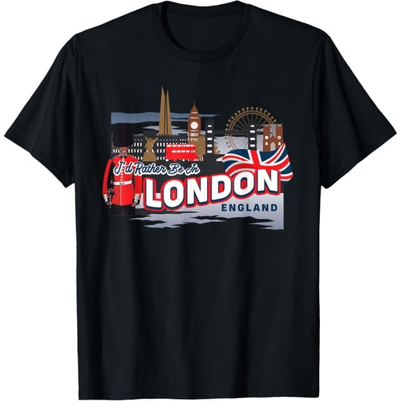 I'd Rather Be In London England Vintage Souvenir T-Shirt men and women can wear, black, white, gifts