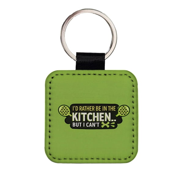 I'd Rather Be In The Kitchen But I Can't Funny Pickleball Faux Leather Square Keychain