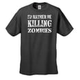 thumbnail image 1 of I'd Rather Be Killing Zombies Funny Zombie Apocolypse Hunter Men's Short Sleeve T-shirt -HeatherGray-Small, 1 of 4
