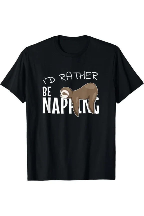 I'd Rather Be Napping Novelty Chilling Sleepy Sloth T-Shirt, Vintage Birthday Gift
