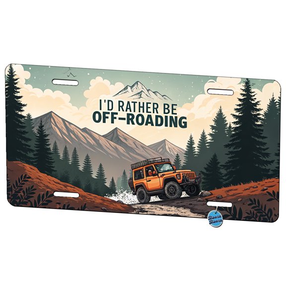 I'd Rather Be Off-Roading 4x4 Metal Novelty License Plate