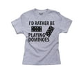 thumbnail image 1 of I'd Rather Be Playing Dominoes Boy's Cotton Youth Grey T-Shirt, 1 of 2