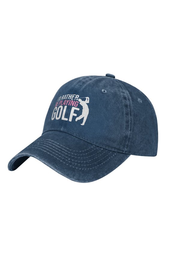 I'd Rather Be Playing Golf Baseball Cap Vintage Soft Washed Denim,Golf Dad Hat Adjustable Trucker Hats for Men Women Unisex Adult,Navy Blue