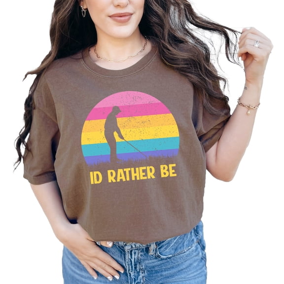 I'd Rather Be Playing Golf Retro Golfer Silhouette, Espresso Comfort Colors T-Shirt, Small