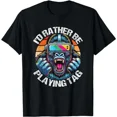 thumbnail image 1 of I'd Rather Be Playing Tag Gorilla VR Gamer Monkey Graphic Unisex T-Shirt, up to Size 5XL, 1 of 2