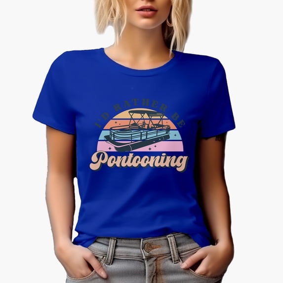 I'd Rather Be Pontooning & Retro Pontoon Art Merch Gift, Royal Blue T-Shirt, 3XL