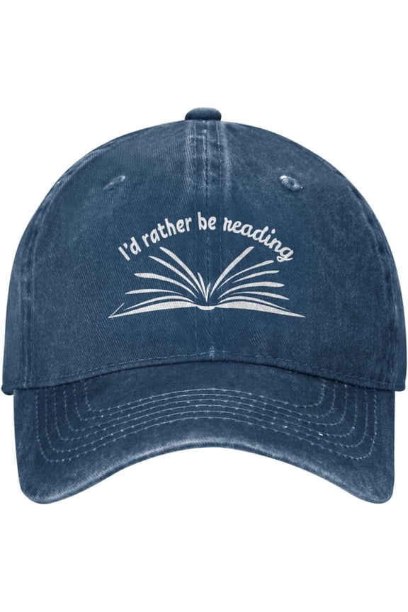 I'd Rather Be Reading Hat Cotton Washed Denim Baseball Caps