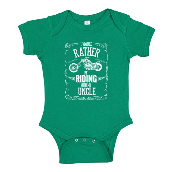 I'd Rather Be Riding With My Uncle Baby Bodysuit One Piece 12 mo Kelly Green