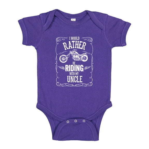 I'd Rather Be Riding With My Uncle Baby Bodysuit One Piece 24 mo Purple