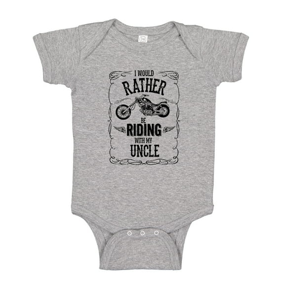 I'd Rather Be Riding With My Uncle Baby Bodysuit One Piece NB Athletic Heather