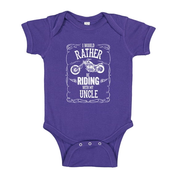 I'd Rather Be Riding With My Uncle Baby Bodysuit One Piece NB Purple
