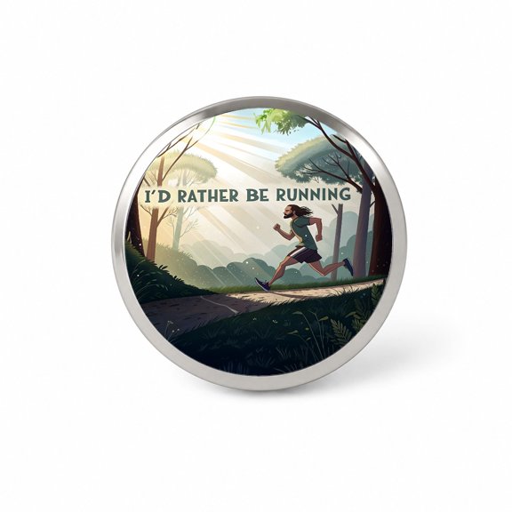 I'd Rather Be Running Man Jogging Backpack Hat Novelty Lapel Pin
