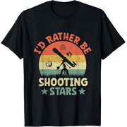 Id Rather Be Shooting Stars Astrophotography Stargazing T-Shirt men and women can wear, black, white, gifts