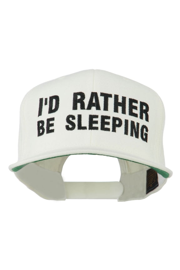 I'd Rather Be Sleeping Embroidered Flat Bill Cap - Natural OSFM