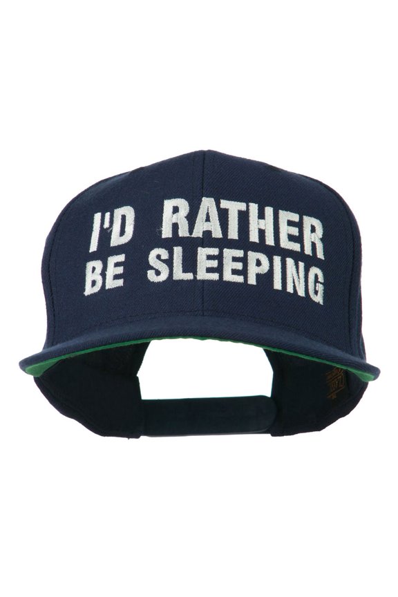 I'd Rather Be Sleeping Embroidered Flat Bill Cap - Navy OSFM