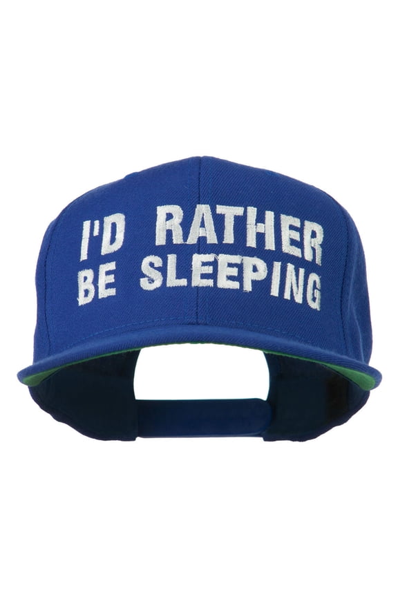 I'd Rather Be Sleeping Embroidered Flat Bill Cap - Royal OSFM