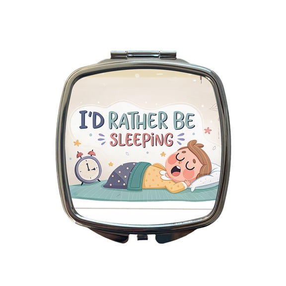 I'd Rather Be Sleeping Funny Travel Makeup Handbag Purse Small Pocket Compact Mirror