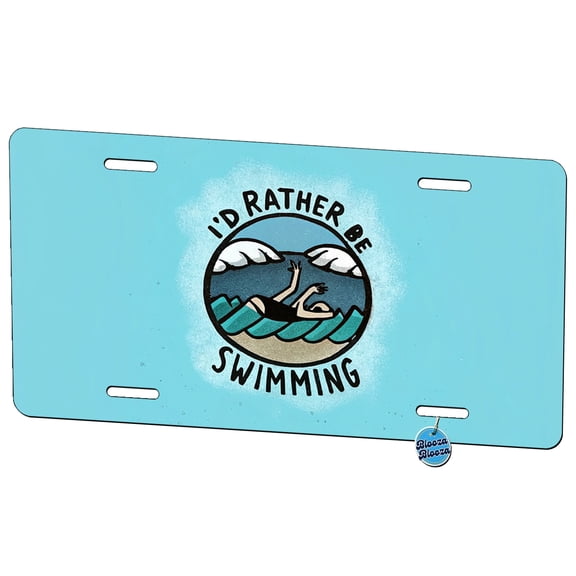 I'd Rather Be Swimming Metal Novelty License Plate