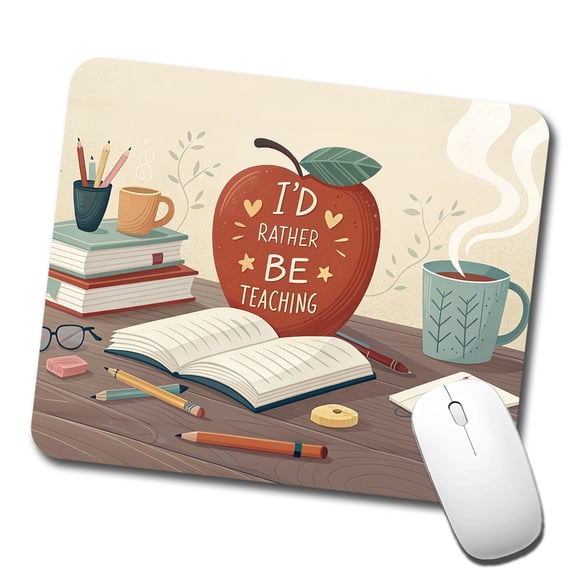 I'd Rather Be Teaching Apple Books Desk Mouse Pad Low Profile Gaming Mat