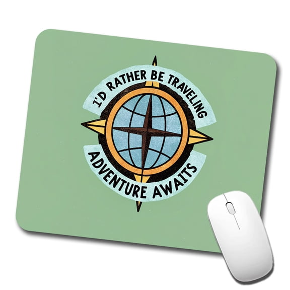 I'd Rather Be Traveling Adventure Mouse Pad Low Profile Gaming Mat