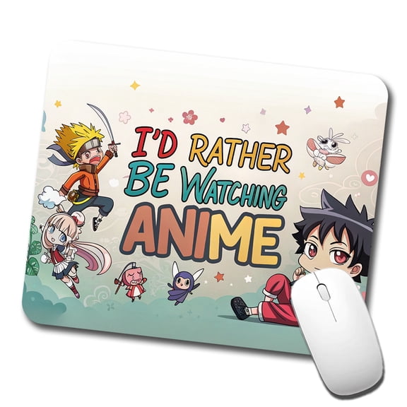 I'd Rather Be Watching Anime Mouse Pad Low Profile Gaming Mat