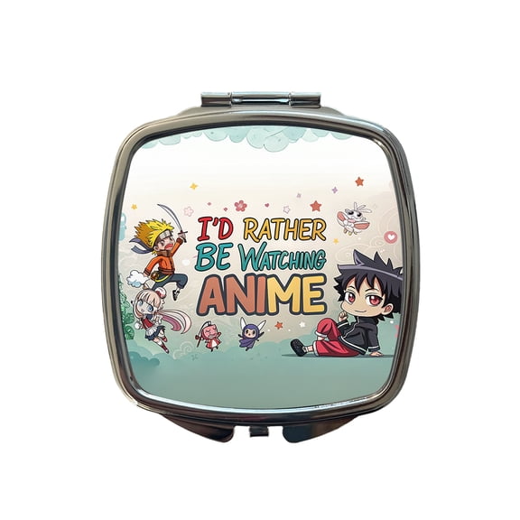 I'd Rather Be Watching Anime Travel Makeup Handbag Purse Small Pocket Compact Mirror