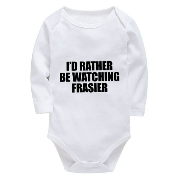 I'd Rather Be Watching Frasier Bodysuit Baby Girl Long Sleeve Gender Neutral Coming Home Outfit White Baby Girl Body Suits 0