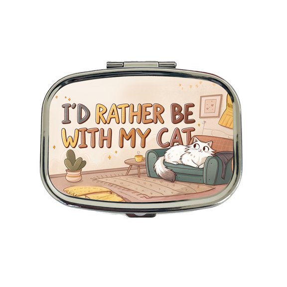 I'd Rather Be With My Cat Funny Small Travel Handbag Pill Box Case