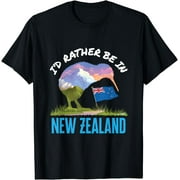 I'd Rather Be in New Zealand Kiwi Bird Flag Souvenir Maori T-Shirt