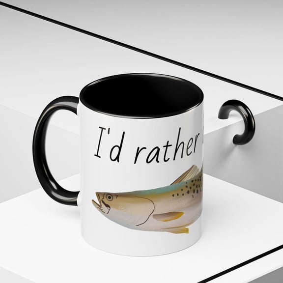 I'd Rather Fishing Speckled Trout Coffee Mug Florida Fish Lover Gift Coastal Angler Cup Ceramic Mug 11oz