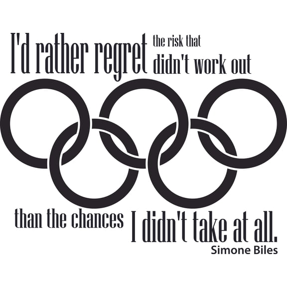 I'd Rather Regret The Risk That Didn't Work Out Than The Chances I Didn't Take At All | Simone Biles Inpirational Quotes Decals - DIY Stick And Peel Vinyl Home Wall Decor Stickers 18" x 20"