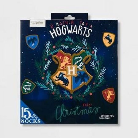 I'd Rather Stay At Hogwarts 15 Days of Socks Harry Potter Themed Advent Calendar for Women, Fits Shoe Sizes 4-10