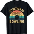 thumbnail image 1 of I'd Rather be Bowling retro for Man, Woman & Toddler Bowling T-Shirt Black Small, 1 of 4