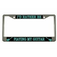 thumbnail image 1 of I'd Rather be Playing My Guitar Style Metal License Plate Frame Personalized/Car Accessories Car Tag Holder Cover (Chrome/Black/Turquoise), 1 of 2