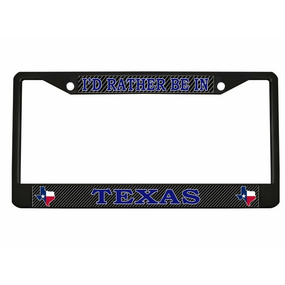 I'd Rather be in Texas Style Heavy Duty Metal License Plate Frame Personalised/Car Accessories Car Tag Holder Cover (Black/Carbon/Dark Blue)