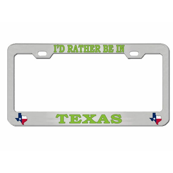 I'd Rather be in Texas Style Heavy Duty Metal License Plate Frame Personalised/Car Accessories Car Tag Holder Cover (Black/Lime Green)