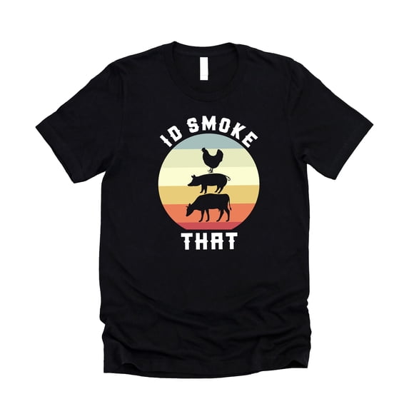 I'd Smoke That Funny Grilling & Cooking Shirt for Men Humorous Graphic Tee Black Shirt Adult Medium
