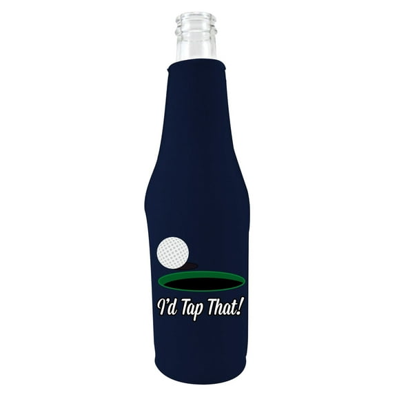I'd Tap That Golf Beer Bottle Coolie (Navy Blue)