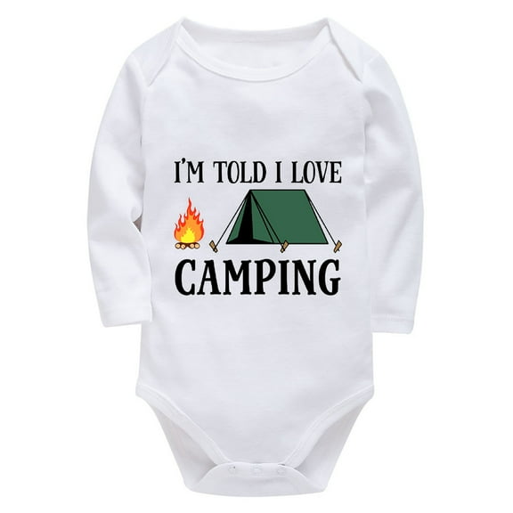 I'd Told I Love Camping Coming Home Outfit Newborn Long Sleeve Baby Boy Going Home Outfit Newborn Summer White 0-3 Month Out