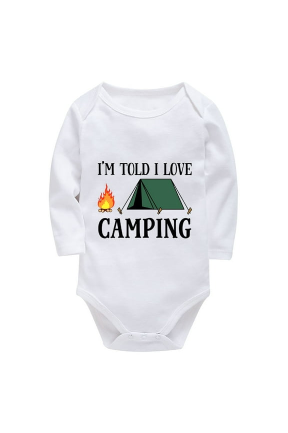 I'd Told I Love Camping Coming Home from Hospital Outfit Long Sleeve Baby Girl Neutral Outfit White Newborn Onsies0-3 Months