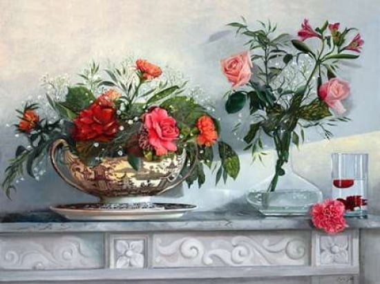 I fiori sul camino Canvas Art - Danka Weitzen (18 x 24)