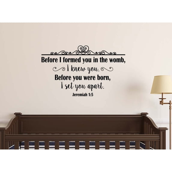 Before I formed you in the womb I knew you 23 x 14 Vinyl Wall quote Jeremiah 1:5 decal sticker church religious Corinthians nursery Art Decor Motivational Inspirational Decorative lettering