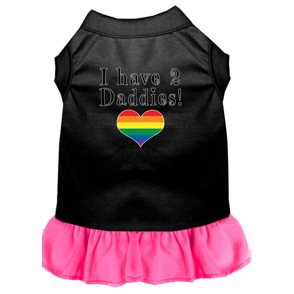Pet Dog Cat Dress Screen Printed, "I Have 2 Daddies"