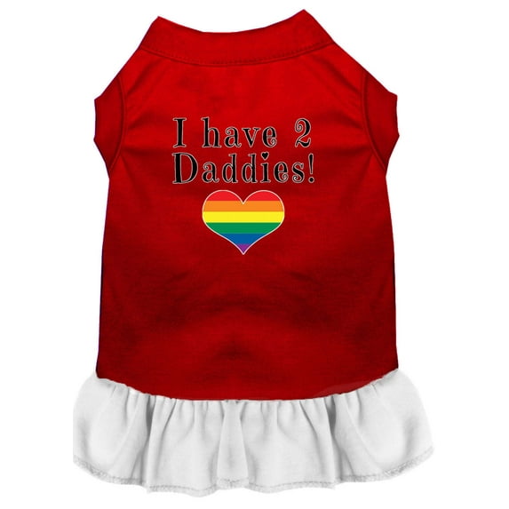 Mirage Pet I have 2 Daddies Screen Print Dog Dress Red with White XXXL