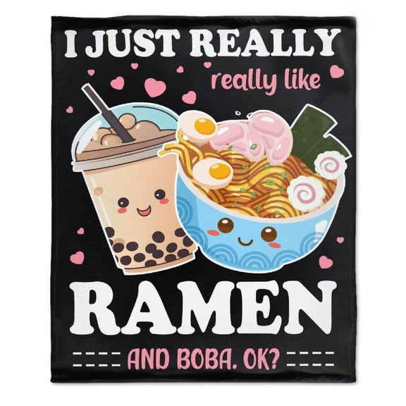 I just Really Like Ramen ok Blanket Soft Cozy Throw Blankets Flannel Blankets for Couch Bed Living Room 40"x50" S for Kid