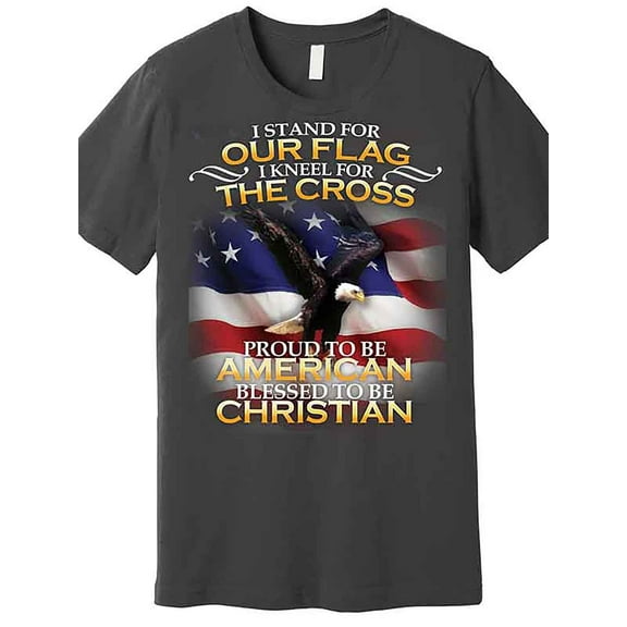 I kneel for Cross Pride on behalf of our flag American Christian Advanced T-Shirt Funny Men's short sleeve graphic T-shirt series black