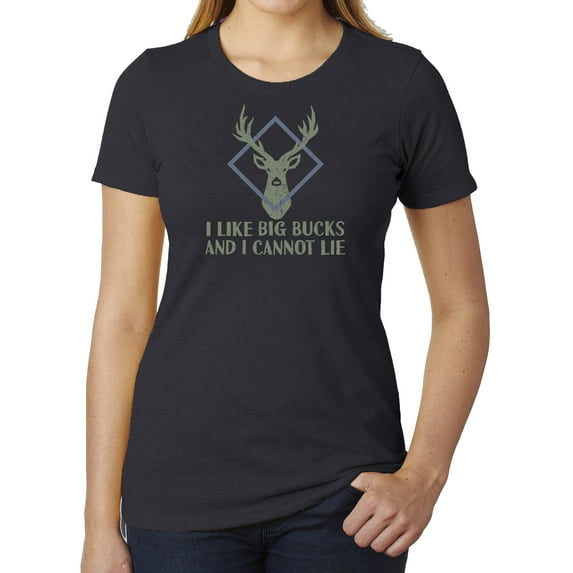 I like Big big bucks Ladies Funny T-shirt, Graphic T-shirts for Women - Charcoal MH200WFUN S11 XL