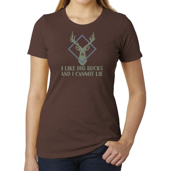 I like Big big bucks Ladies Funny T-shirt, Graphic T-shirts for Women - Espresso MH200WFUN S11 2XL